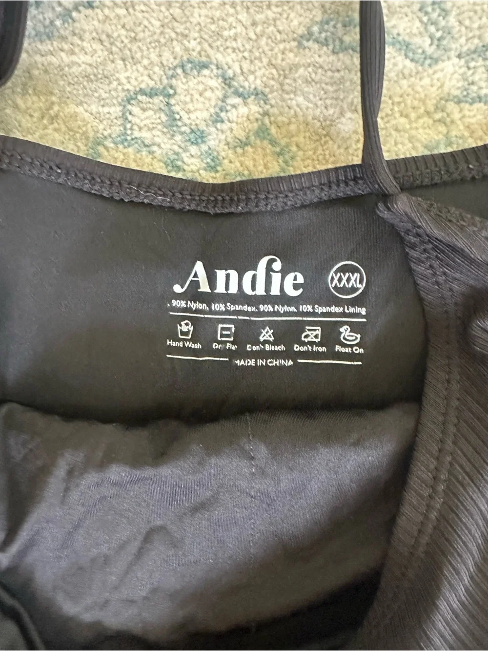 Andie Ribbed One Piece Swimsuit Black XXXL